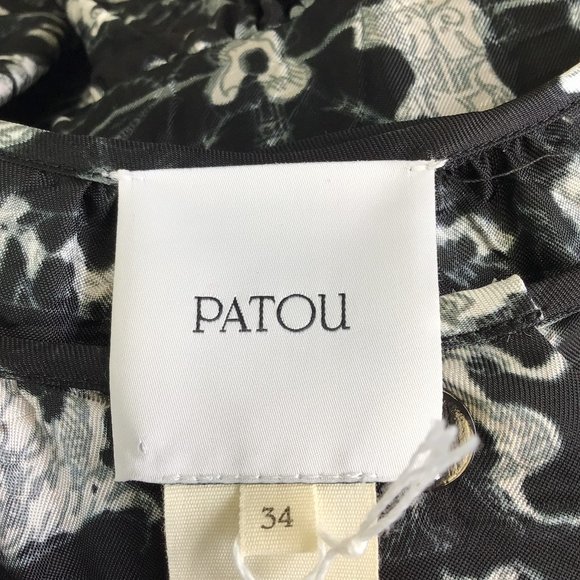 PATOU BLACK / WHITE FAIRY TALE PRINT BUTTONED MAXI DRESS - Picture 4 of 5